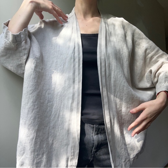 linenfox 100% linen kimono jacket - Picture 2 of 12